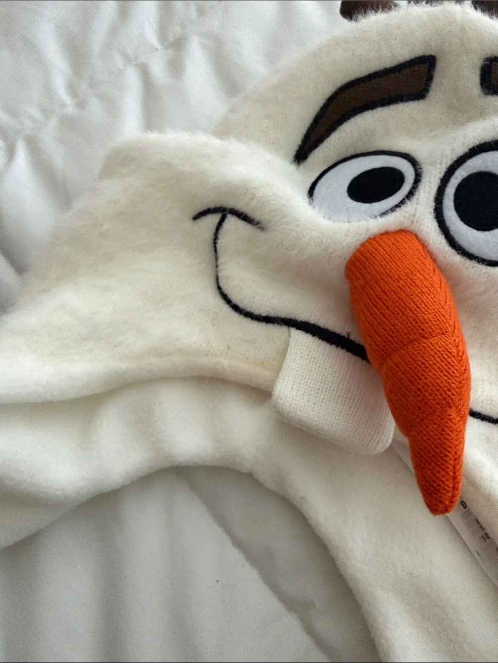 Kids White Snowman Character Knit Hat with Orange Nose